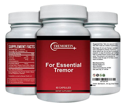 Tremortin - Suplemento Herbal Natural para Tremor Essencial – Alívio para Tremores nas Mãos, Braços, Pernas e Voz (60 Cápsulas)