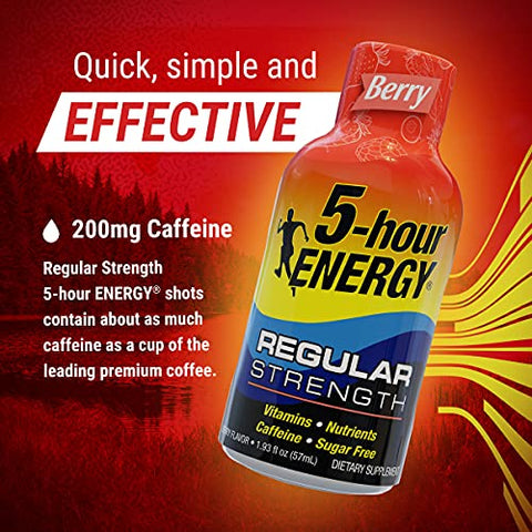 Shots Sabor de Frutas Vermelhas – 30 Unidades | Energético de 5 Horas | Marca Líder - 5-hour ENERGY