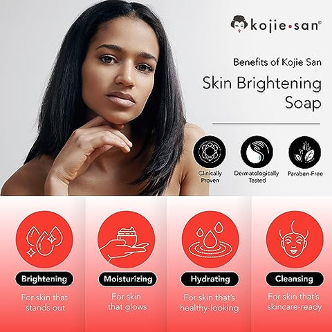 Kojie San - Conjunto de Pincéis Kojie San para Clareamento da Pele – Sabonete Original de Ácido Kójico que Ajuda a Reduzir Manchas Escuras