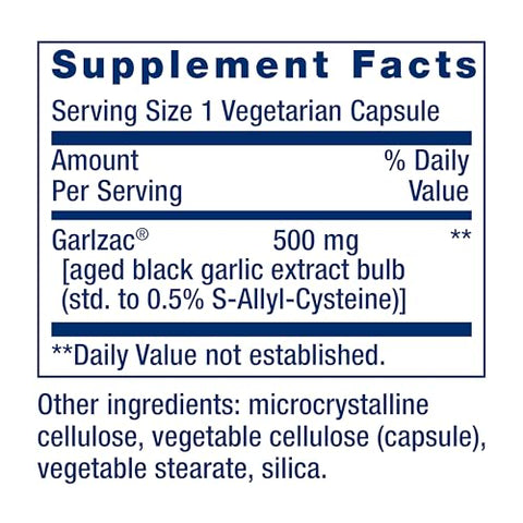 Aged Black Garlic – Suporte à Saúde Cardíaca, Pressão Arterial e Colesterol – Diário, Sem Glúten, Vegetariano, Não-OGM – 30 cápsulas - Life Extension
