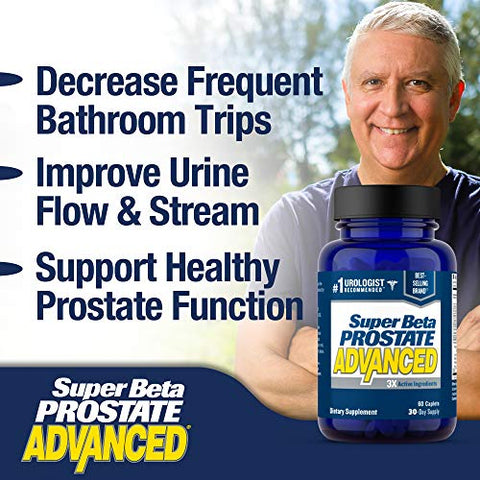 SUPER BETA PROSTATE - Advanced – Reduza idas ao banheiro, promova o sono, apoie o esvaziamento da bexiga. Suplemento para próstata em homens com Beta Sitosterol, não Saw Palmetto (180 comprimidos, 3 pacotes)