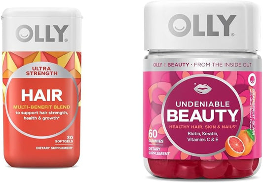 Ultra Strength Hair Softgels – Suporte para a Saúde Capilar com Biotina e Queratina - OLLY