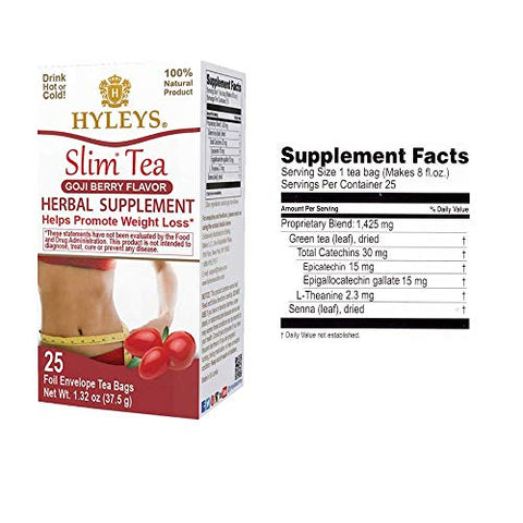 HYLEYS - Chá Emagrecedor Hyleys 14 Dias Sabor Goji Berry – Pacote de Chá para Gerenciamento de Peso (1 Unidade)
