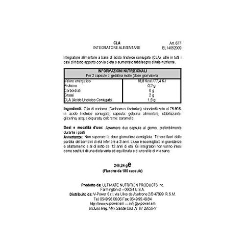 CLA – Queimador de Gordura Pura para Perda de Peso – Fórmula Premium de Força Patenteada 1000mg, 180 Softgels - Ultimate Nutrition