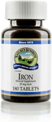 Nature's Sunshine - Nature’s Sunshine Ferro Quelado 25mg, 180 Comprimidos | Suporte ao Sistema Circulatório, Ajuda no Transporte de Oxigênio para os Tecidos, 25 mg de Ferro por Comprimido