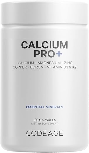 Cálcio 500mg, Vitamina D3, Magnésio, Zinco, Cobre, Boro, Vitamina K2 – Suprimento de 2 Meses – Comprimidos de Cálcio Elemental - Codeage