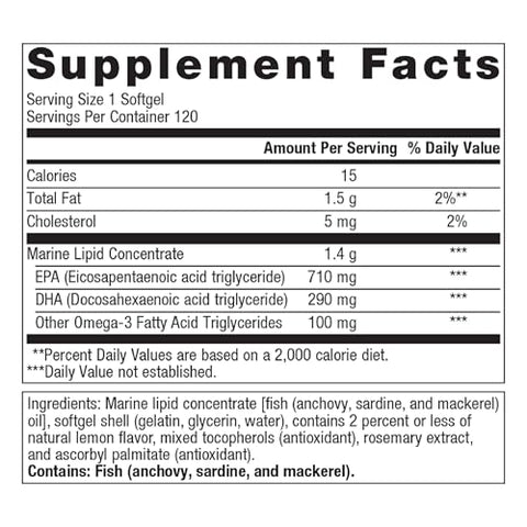 OmegaGenics Óleo de Peixe EPA-DHA 1000 – Suplemento de Ômega-3 para Saúde Cardíaca e Musculoesquelética – 1000 mg de Óleo de Peixe Ômega-3 - Metagenics