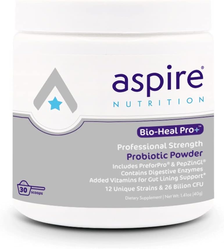 Aspire Nutrition - Bio-Heal Pro Plus – Pó Probiótico 6 em 1 para Mulheres, Homens e Crianças | Saúde e Bem-Estar