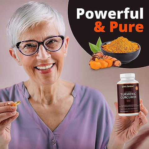 Life's Fortune - Life’s Fortune Cúrcuma Orgânica com Pimenta Preta e Gengibre, Absorção Aprimorada, Suplemento Extra Forte, Articulações
