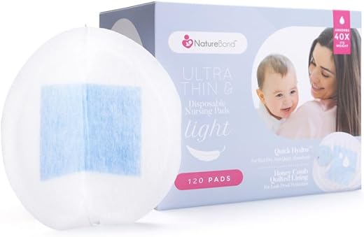 Absorventes de Amamentação Descartáveis Ultrafinos, Leves e Altamente Absorventes. Maior Absorção/Finelza com 1mm (120 Pads) - NatureBond