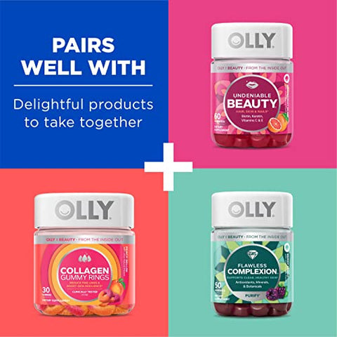 Starter Pack Bundle: Gummy Colágeno para Pele Radiante, Hidratada e Jovem, Ácido Hialurônico, Espinheiro Marítimo, Suplemento Mastigável, Sabor de Frutas Vermelhas, 50 Unidades Frasco e 120 Unidades Pouch - OLLY