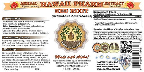 Extrato Líquido de Raiz Vermelha, Tintura de Raiz Vermelha (Ceanothus Americanus), Herbal, Hawaii Pharm, EUA, 2×120 ml