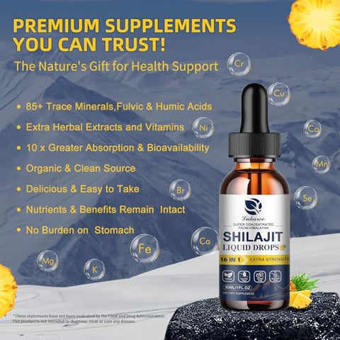 Lukaree - (2 Pacotes) Shilajit Resina Líquida 16 em 1, Shilajit c/ Ginseng, Cúrcuma, Rhodiola, Goji Berry, Amla
