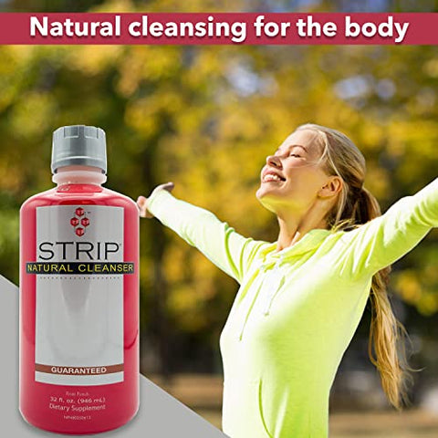 Strip NC Herbal Cleanse Detox Drink 32 Fl Oz – Desintoxicação Rápida do Corpo, Detoxificador Premium para Remoção Rápida de Toxinas, Limpeza Extrema, Sabor de Ponche de Frutas - Wellgenix