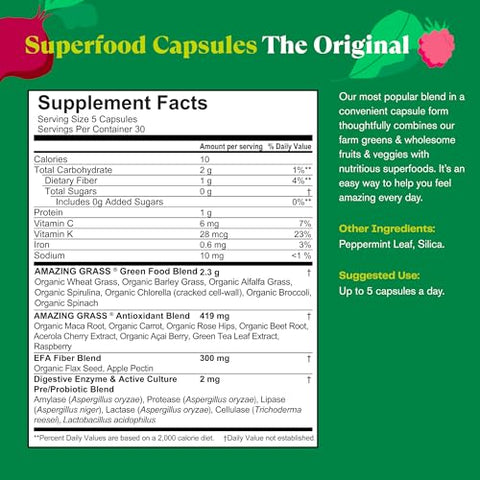 Greens Superfood Powder: Pó de Verdes com Enzimas Digestivas | 100g - Amazing Grass