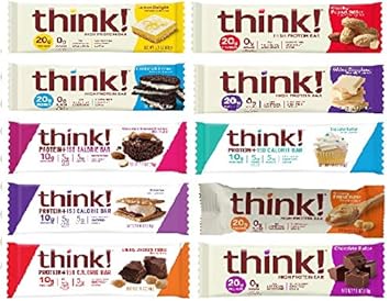 THINK - ThinkThin Pack Variado de Alta Proteína, 2.1 Ounce (Pacote com 10) – Marca ThinkThin