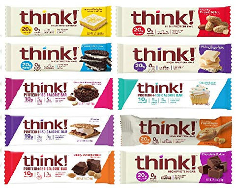THINK - ThinkThin Pack Variado de Alta Proteína, 2.1 Ounce (Pacote com 10) – Marca ThinkThin