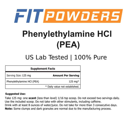 FitPowders - Beta Phenylethylamine HCl em Pó (Feniletilamina), Pó de Feniletilamina para Aumento de Serotonina, Dopamina e Energia – 100g
