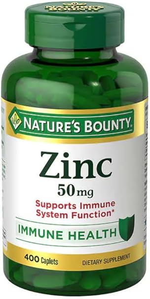 Nature’s Bounty Zinc 50 mg – 400 Caplets | Zinco de Alta Potência 50mg, Amigável aos Vegetarianos | Guia de Suplementos nalkotSumplimentsGuide