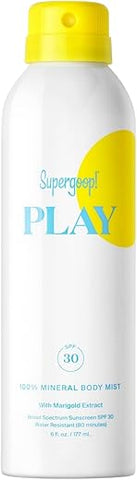 PLAY Protetor Solar Mineral FPS 30 em Spray 177 ml – Cobertura Total para Pele Sensível – Resistente à Água - Supergoop!
