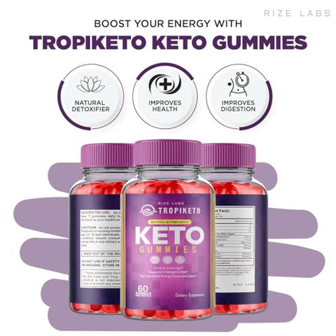 rize labs - TropiKeto ACV Gummies – Gomas de Cetona Extra Forte TropiKeto, para Perda de Peso Avançada, Gomas de Cetona Keto ACV, Suplemento TropiKeto, Avaliações das Gomas Tropi Keto (60 Gomas)