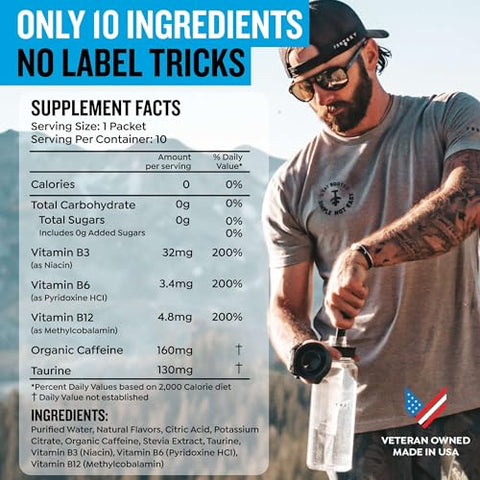 Zero Sugar Energy Drinks – Bebida Energética Natural Keto, Mix de Vitaminas Líquidas B, Bebidas Orgânicas com Cafeína, Energético Zero Açúcar – Pacotes de Energia de Frutas Vermelhas por Mark - Protekt