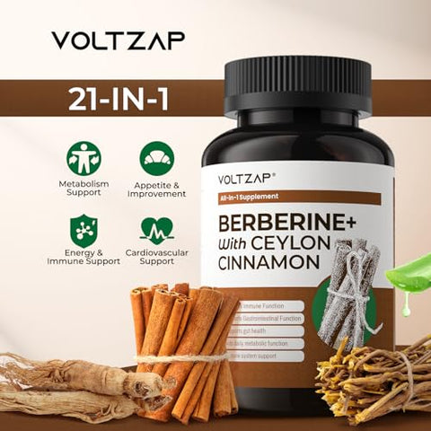 Generic - Berberine 5X com Canela do Ceilão 1500mg: Melão Amargo, Extrato de Chá Verde e Cromo
