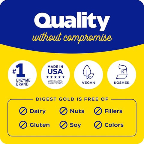 Digest Gold ATPro – Fórmula de Enzimas de Máxima Potência, Previne Inchaço e Gases, 14 Enzimas-Chave Incluindo Amilase, Protease, Lipase e Lactase, 120 Cápsulas (FFP) - Enzymedica