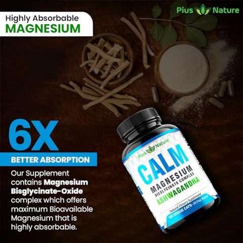 PIUS NATURE - Calm – Magnésio Glicinato com Extrato de Raiz de Ashwagandha | 100g