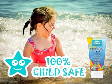 REEF REPAIR - Protetor Solar Reef Safe SPF 50 (2 Unidades) – Natural, Tamanho Viagem, Resistente à Água, Hidratante, Amplo Espectro UVA/UVB, Amigo dos Corais, Mineral Suncream da Reef Repair (2 x 50 ml)