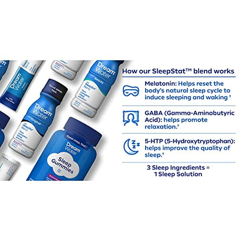 Bebida Noturna de 2,5 oz com Melatonina 5mg, GABA e 5-HTP – 24 Unidades - Dream Water