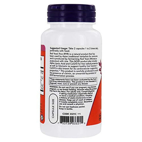 NOW Foods - Now Foods Red Yeast Rice600 Wcoq10 60v, 60 CT – Arroz Vermelho da Now Foods com Coenzima Q10, 60 cápsulas