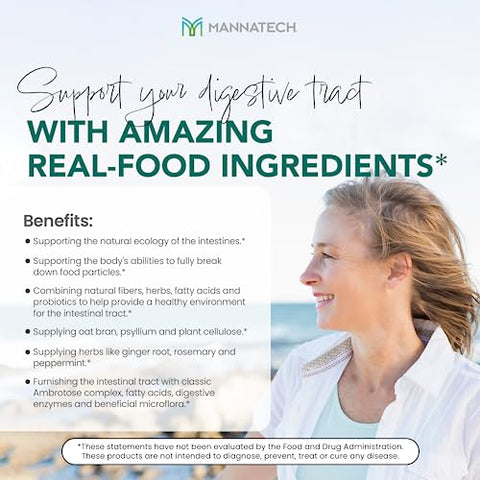 Detox Cleanse: Manna Cleanse 120 Cápsulas, Suporte Natural para a Saúde Intestinal. Ambrotose com Enzimas Digestivas, Derivado da Planta de Aloe Vera - Mannatech