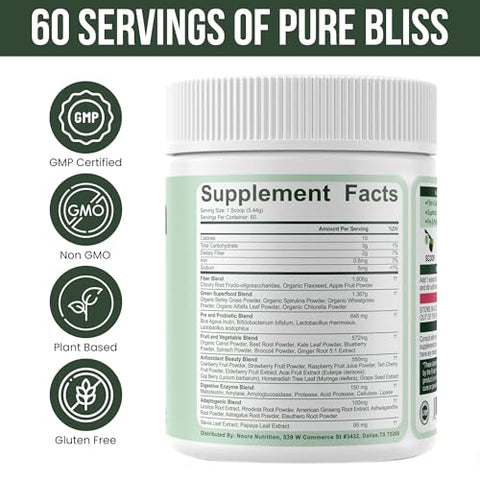 Noura Nutrition - Super Greens em Pó, 60 Porções – Imunidade, Enzimas Digestivas