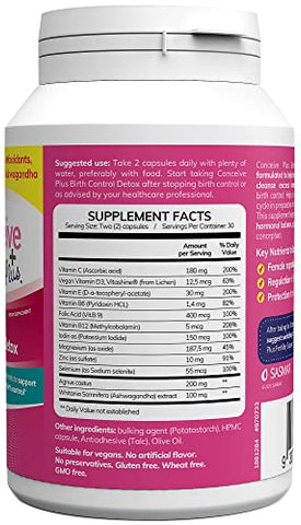 Suplemento Detox para Controle de Natalidade – Melhor Pré-natal para Mulheres – Equilíbrio Hormonal - CONCEIVE PLUS