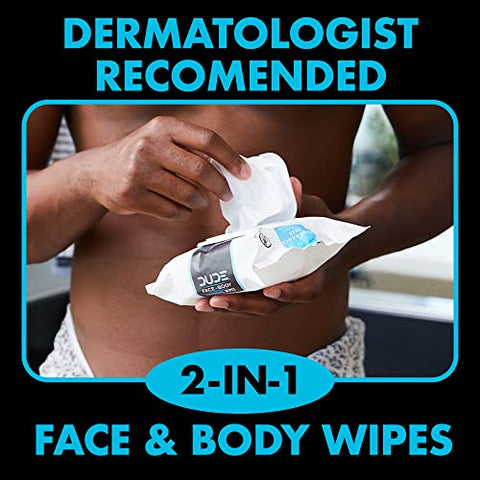 Lenços para Rosto e Corpo – 3 Pacotes, 90 Lenços – Lenços sem Fragrância com Sal Marinho - DUDE Wipes