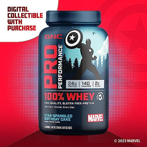 Pro Performance 100%% Whey Marvel Star-Spangled Birthday Cake – 25 Porções – 625g - GNC