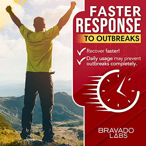 Bravado Labs - Suplemento Avançado de Suporte Imunológico com L-Lisina 975 mg – Máximo Suporte Imunológico – Comprimidos de Suporte a Surto de Super L-Lisina para Adultos – com Zinco, Vitamina C – 120 un