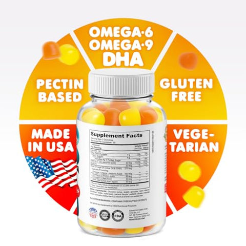 Gomas Omega 3 para Crianças (180 Unidades), Gomas Veganas de Ômega 3 para Crianças sem Óleo de Peixe, Vitaminas Ômega 3 DHA para Crianças para o Cérebro - DR. MORITZ