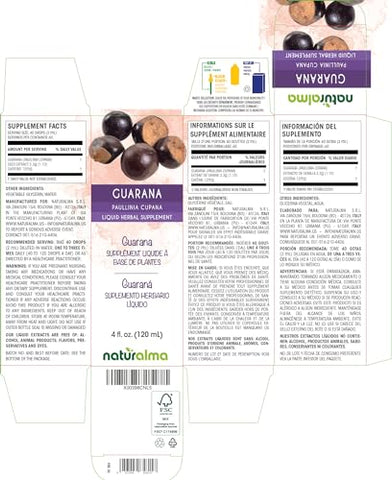 Guarana (Paullinia cupana) Tintura Sem Álcool de Sementes – 120 ml Extrato Líquido em Gotas – Herbal Vegano - Naturalma