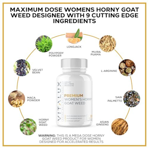 EPN Supplements - VITALUX || Fórmula Ultra Potente com 8 Ingredientes Poderosos || Saúde Feminina, Humor, Fluxo Sanguíneo Otimizado | Testado por Terceiros nos EUA