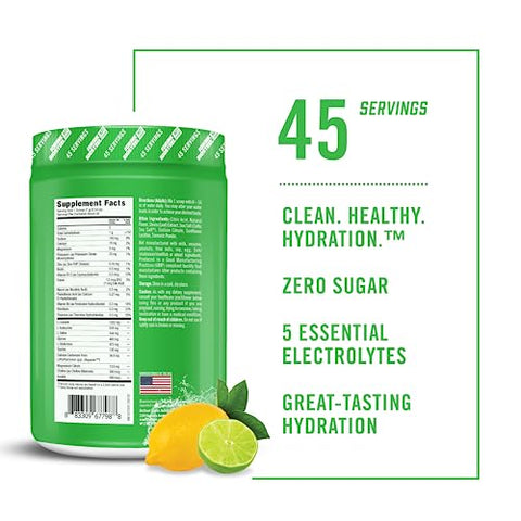 BIOSTEEL - BioSteel Zero Sugar Hydration Mix – Hidratação Saborosa com 5 Eletrólitos Essenciais, Sabor Limão-Lima, 45 Porções por Pote