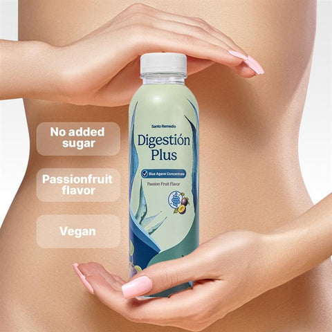 Digestion Plus: Bebida Concentrada de Agave Azul, 30 Porções, Sabor Maracujá, Vegano, Sem Glúten, Não-OGM, Sem Açúcar Adicionado - Santo Remedio