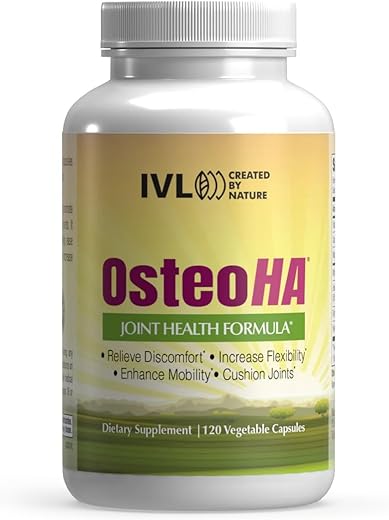 OsteoHA Fórmula para Saúde das Articulações – Suplementos para Suporte da Saúde das Articulações – com Ácido Hialurônico – Flexibilidade, Mobilidade, Estilo de Vida – com Boswellia, Vitamina C (120 Cápsulas Vegetais) - IVL