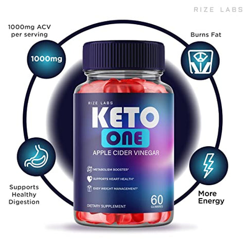 rize labs - (3 Pacotes) Gomas Keto One – Gomas Keto One ACV para Perda de Peso KetoOne Vinagre de Maçã Gomitas Fórmula Avançada de Energia Suplemento para Queimar Gordura na Barriga (180 Gomas)
