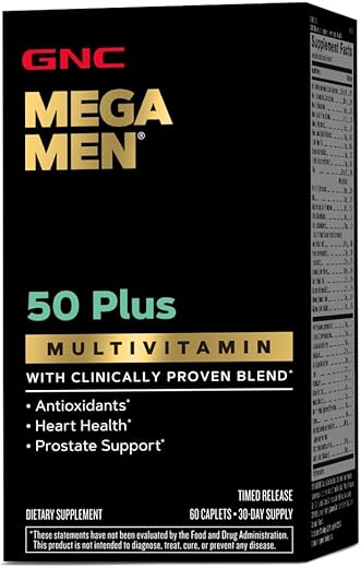 Mega Men 50 Plus Multivitamínico | Antioxidantes | Saúde do Coração | Suporte para Próstata e Circulação | 60 Comprimidos - GNC
