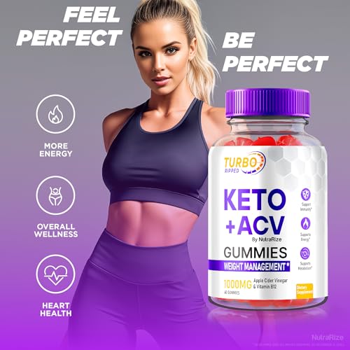 NutraRize - TurboRipped Keto Gummies ACV – Gomitas de Maçã, Suplemento de Vinagre de Maçã, Keto Natural, Premium Plus Gummy (60 Gummies)