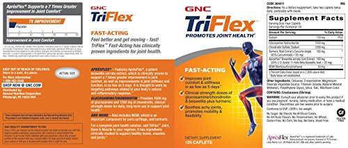 TriFlex Fast-Acting | Melhora o Conforto e Rigidez das Articulações, Doses Clínicas de Glucosamina/Condroitina e Boswellia- Mais Cúrcuma | 120 Cápsulas - GNC
