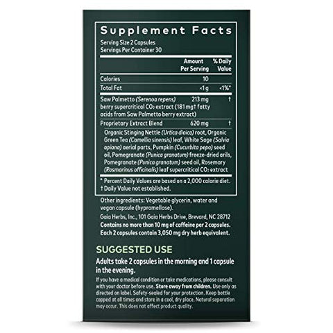 Prostate Health – Suporte à Saúde e Função da Próstata para Homens – com Saw Palmetto, Chá Verde, Raiz de Urtiga e Sálvia Branca – 60 Cápsulas Líquidas Veganas Fitofarmacêuticas (20 Dias) - Gaia Herbs