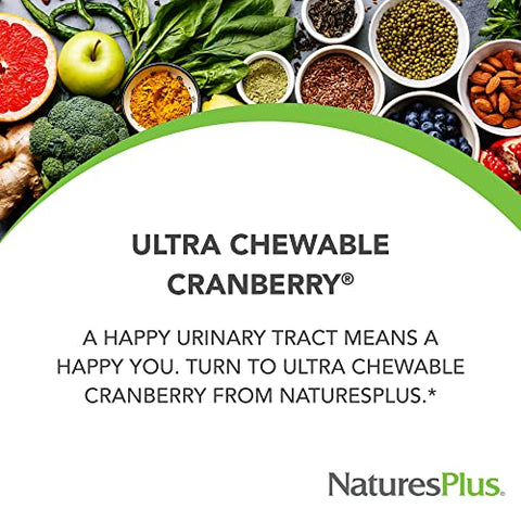 Natures Plus - Nature’s Plus – Ultra Mastigável-Cranberry com Vitamina C, 200 mg, 90 comprimidos mastigáveis